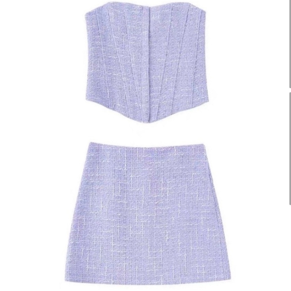 Zara Gingham Two Piece Skirt Set